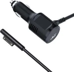 Car Charger Compatible with Surface Pro 3/4/5/6/7/X Book laptop1/2/3/1800/1625/1735/1736 15V 4A with 5V 2A USB-A Port