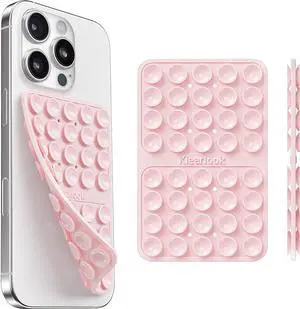 Klearlook Silicone Double-Sided Suction Cup Phone Case Detachable Mount Sticky Phone Grip with Higher Suction Power for iPhone Hands-Free Phone Accessories Holder for Selfies and Videos Light Pink