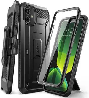 for iPhone 11 Case with Screen Protector (Unicorn Beetle Pro) [Built-in Stand & Belt Clip] [Military-Grade Protection] Heavy Duty Full-Body Protective Phone Case for iPhone 11 6.1 Black