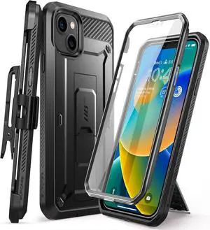 for iPhone 14 Plus Case with Screen Protector (Unicorn Beetle Pro) [Built-in Stand & Belt-Clip] [Military-Grade Protection] Heavy Duty Rugged Protective Phone Case for iPhone 14 Plus Black