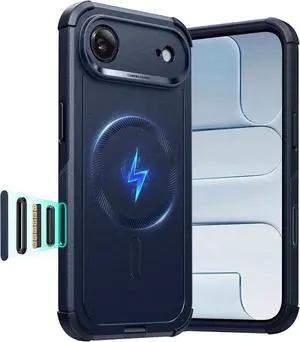 for iPhone Air Case 7X Military-Grade Drop Protection Shock-Absorbing Rugged iPhone 17 Air Cover with Camera Control Button MagSafe Accessories Compatible Cyber Series Navy Blue