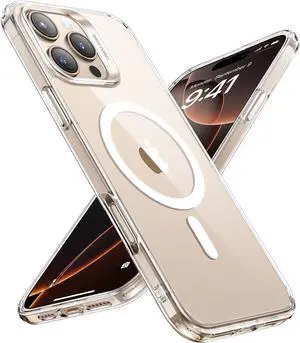 for iPhone 16 Pro Max Case Compatible with MagSafe Shockproof Military-Grade Protection Magnetic Phone Case for iPhone 16 Pro Max Classic Hybrid Case (HaloLock) Clear