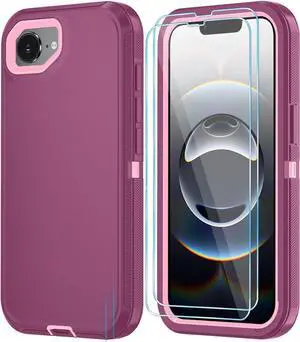 Phone Case for iPhone 16e Case with HD Screen Protector Heavy Duty Shockproof & DustProof & Dropproof 3-Layer Cover Phone Case (WineRedPink for iPhone 16e) Phone Case for iPhone 16e Case with HD Screen Protector Heavy Duty Shockproof & DustProof & Dropproof 3-Layer Cover Phone Case (WineRedPink for iPhone 16e)