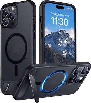 Magnetic Compatible with iPhone 14 Pro Case [Built-in Invisible Kickstand][Compatible with MagSafe] [Military Grade Shockproof] Slim Translucent Matte Phone Case for iPhone 14 Pro 6.1
