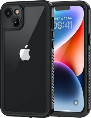 for iPhone 14 Case IP68 Waterproof Dustproof with Built-in Screen Protector Rugged Full Body Shockproof Phone Cover for iPhone 14 6.1 inch (Black)