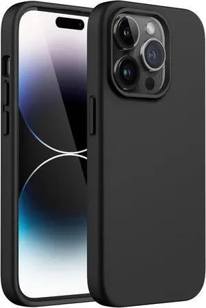 Silicone Case for iPhone 14 Pro Max 6.7-Inch Silky-Soft Touch Full-Body Protective Phone Case Shockproof Cover with Microfiber Lining (Black)