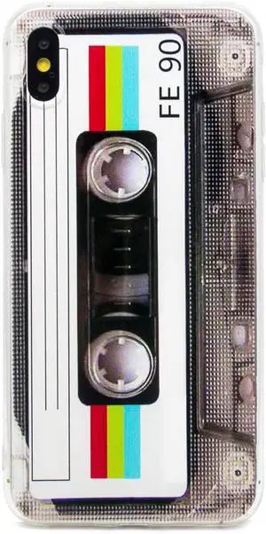 FAteam Matte Finish Heavy Duty Soft Back Cover with TPU Soft Bumper Cassette Tape Compatible with iPhone Xs Max