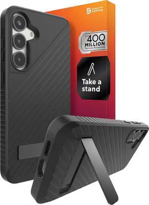 Denali  Galaxy S25+ Case with Kickstand - 16ft Drop Protection Graphene-Infused Wireless Charging Compatible Rugged Dual-Layer Design Black