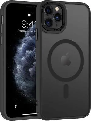for iPhone 11 Pro Case 2019 [Compatible with Magsafe] Translucent Matte Magnetic Phone Case iPhone 11 Pro 5.8 Slim Thin Shockproof Bumper Women Men Protective Cases Cover Black