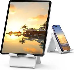 Adjustable Tablet Stand Holder Portable Foldable Desktop Stand Dock Compatible for iPad iPhone Nintendo Switch  Galaxy and Kindle Fire Tablets  Gray