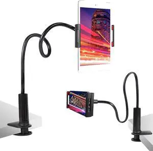 Tablet Stand Holder for Bed Gooseneck Adjustable Flexible Long Arm Tablets Mount Clamp Cell Phone Holder Lazy Tablets Phone Stand Compatible with 4-10 Inches Device