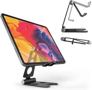Aluminum Alloy Tablet Stand for Portable Monitor Foldable iPad Stand Holder Adjustable Computer Office Desk Accessories for Kindle Switch iPad Pro/Air/Mini iPhone Pro/Max/Plus