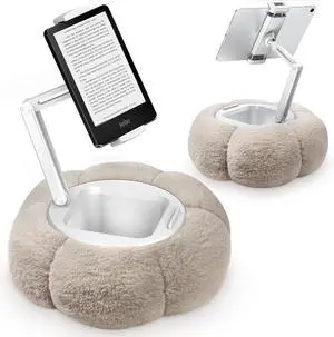 Pumpkin Tablet Pillow Stand Holder for Kindle iPad Adjustable Phone Pillow Stand for Lap Bed with Detachable Snack Bowl Compatible with 4.7-13 Tablet iPad iPhone  Tabs Kindle