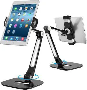 Tablet Stand Multi-Angle Adjustable iPad Stand Holder 360° Swivel Tablets Stand Aluminum Desk Mount Fits 4-11(Diagonal) iPad/mini/Air/Pro for Business Kiosk Office  Black