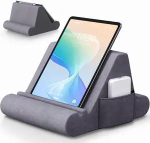 Tablet Pillow Stand Soft Pillow Pad for Lap Tablet Holder Dock for Bed with 3 Viewing Angles Pocket Stylus Mount Compatible with iPad Pro 13 10.5 9.7 Air Mini Galaxy Tab E-Reader