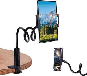 Lazy Bracket Gooseneck Tablet Holder for Bed 360 Flexible Long Arm Adjustable Tablets Stand Clamp for Desk Phone Mount Compatible with iPad 4 - 8 Tablet Gooseneck Holder Cell Phone Stand