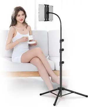 Ipad Tripod Stand Gooseneck 65 Height Adjustable Floor Stand with 360° Rotating iPad Tripod Mount for iPhone iPad pro Kindle and All 4.5-12.9 Inch Tablet and Phone Ipad Tripod Stand Gooseneck 65 Height Adjustable Floor Stand with 360° Rotating iPad Tripod Mount for iPhone iPad pro Kindle and All 4.5-12.9 Inch Tablet and Phone