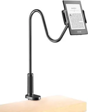Gooseneck Tablet Holder for Kindle Reading in Bed Hands Free Desk Bedside Lazy Arm Stand for Kindle Accessories Compatible with iPhone iPad mini