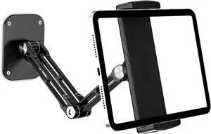 Tablet Wall Mount Holder Aluminium Extendable iPad Wall Holder with 360°Rotating Base Adjustable and Foldable for iPad Pro Air Mini Galaxy Tab All 4.7-13 Phones and Tablets
