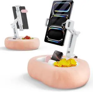 Kindle Tablet Pillow Stand with Detachable Trays Fit iPad Tablet Stand Holder for Bed Fit 4-13 Phone/Kindle with Case Reading Accessories Gift Soft Plus Fabric Pink