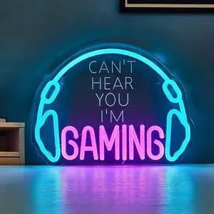AYDCNQ Gaming Led Neon Sign Light for Wall Decor,Headphone Can't Hear You I'm Gaming Neon Sign,Video Game Zone Neon Light for Boys Men Teen Gamers
