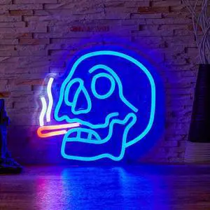 AYDCNQ 1 Backboard LED Neon Light Halloween Man Cave Indoor Decoration Cigarette Skull Neon Online Switch 5V USB Power Supply