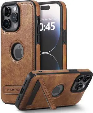 Leather Case for iPhone 13 Pro Max Case, Protective Slim with Kickstand Shockproof Phone Cases, Built-in Invisible Stand Compatible with iPhone 13 Pro Max 6.7'' (Brown, for iPhone 13 Pro max)