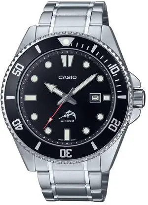 Casio MDV-106DD-1A1V Duro Analog Dive Watch  200M Water Resistant, Stainless Steel Band, Black Dial, Date Display