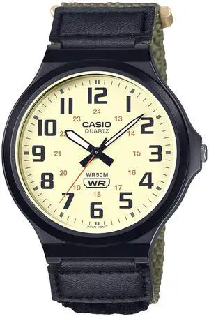 Casio MW240B3BVV FieldStyle Analog Watch  50M WaterResistant, Velcro Strap, Beige Dial