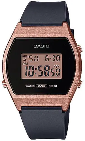 Casio LW-204-1A Women's Digital Watch  Rose Gold Case, Black Resin Band, LED Backlight, 50M Water Resistant, Dual Time, Stopwatch