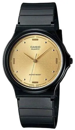 Casio MQ-76-9A Classic Analog Mens Watch  Black Resin Strap, Gold-Tone Dial, Quartz Movement