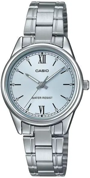 Casio LTP-V005D-2B3 Women's Analog Watch - Light Blue Dial, Stainless Steel Bracelet, Quartz Movement