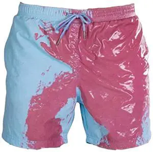 Wsedper Color Changing Shorts, Men's Sports Quick Dry Temperature Sensitive Color Changing Swim Trunks (M,Pink to Purple)