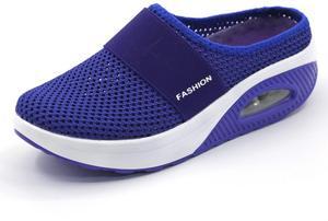 Wsedper Women's Air Cushion Slip-On Walking Shoes- Orthopedic Diabetic Walking Shoes, Casual Comfort Soft Outdoor Walking Sneakers (Blue,38)