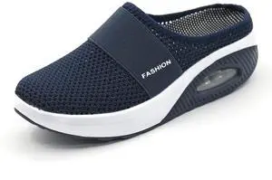 Wsedper Women's Air Cushion Slip-On Walking Shoes- Orthopedic Diabetic Walking Shoes, Casual Comfort Soft Outdoor Walking Sneakers (Dark Blue,43)