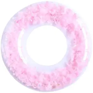 Wsedper Clear Ring Pool Float with Feather, Feather Swim Ring, Inflatable Swiming Rings Transparent Toys for Adults and Kids, Photo Shoot (Pink,35.4 inch)