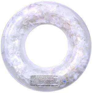 Wsedper Clear Ring Pool Float with Feather, Feather Swim Ring, Inflatable Swiming Rings Transparent Toys for Adults and Kids, Photo Shoot (White,35.4 inch)