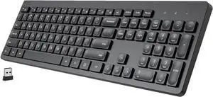 2.4G Wireless Keyboard Ultra Slim Full Size Keyboard with Numeric Keypad and Media Hotkey for Computer/Desktop/PC/Laptop/Surface/Smart TV and Windows 11/10/ 8/7