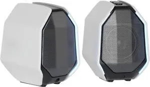 30W PC Gaming Computer Speakers for Laptop, Mac, Desktop Computer, Woofer Speakers, Bluetooth, USB, 3.5mm AUX Inputs, RGB Lights, Multimedia Speakers, White