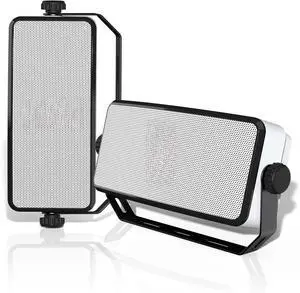Bluetooth Outdoor Speaker, IPX5 Waterproof Wall Mount Speaker, Wireless Sync Up to 100 Speakers, Connect Seamlessly to Phone, Computer, Suitable for Patio, Porch, Gazebo, Garage, 2 PCS