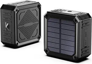 Solar Speaker Portable IPX6 Waterproof Bluetooth Speakers 15 Hours of Playtime Rich Stereo Bass Shockproof Dustproof for Home and Outdoor Wireless Speaker(1-Pack)