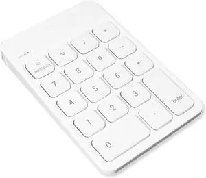 Bluetooth Number Pad for Laptop, Apple, Mac, iMac, MacBook Pro/Air, Ipad, Windows PC, Tablet, or Desktop Computer - Rechargeable 18 Key Wireless Numeric Keypad - White Bluetooth 10 Key Numpad