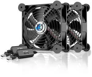 120mm USB Fan, USB Computer Fan with 3 Speeds Controller Small PC Cooling Fans for Cabinet Case Server TV Receiver Router DVR Xbox Cooler, 2Pcs