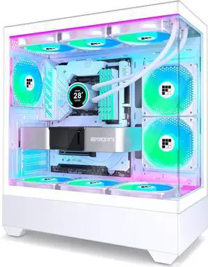 PC Case - Pre-Installed 6 PWM ARGB Fan, ATX Mid-Tower Gaming PC Case, Type-C,(White, F1)