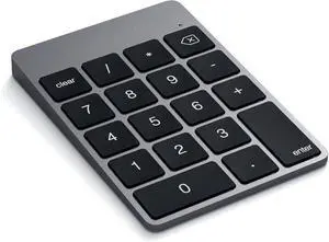 Slim Aluminum Bluetooth Keypad, Wireless Number Pad with 18 Keys, Micro USB Rechargeable Numpad, External Number Pad for MacBook Air/Pro M4, iPad Air/Pro M4/M3, iMac, PC - Space Gray