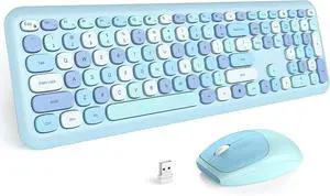 Wireless Keyboard and Mouse Combo Silent, Slim Compact 2.4G USB Full Size, Cute 110 Keys Keyboard for PC, Notebook, MacBook, Tablet, Laptop, Windows System