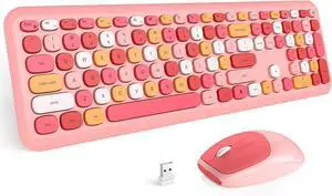 Wireless Keyboard and Mouse Combo Silent, Slim Compact 2.4G USB Full Size , Cute 110 Keys Keyboard for PC, Notebook, MacBook, Tablet, Laptop, Windows System