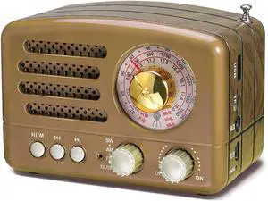 J-160 Retro Vintage AM FM Radio with Bluetooth, USB/TF Card Playback, Small Transistor Radios Battery Operated, Rechargeable Radio(Gold)