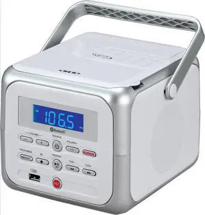CD-660 Portable Stereo CD Player Boombox with Bluetooth | FM Radio | USB | Aux-in Headphone Jack | CD-R/RW MP3 Playback | (Platinum Silver)