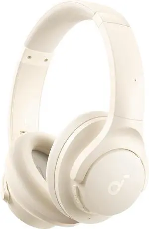 Q20i Hybrid Active Noise Cancelling Headphones, Wireless Over-Ear Bluetooth, 40H Long ANC Playtime, Hi-Res Audio, Big Bass, Customize via an App, Transparency Mode (White)